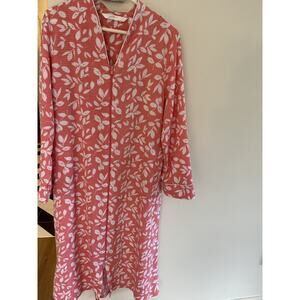 Jasmine Rose Womens XL Pink Robe Duster House Lounge Dress Maxi Zip Up Pockets